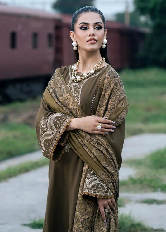 izel Embroidered Dhanak 3 Piece D-101