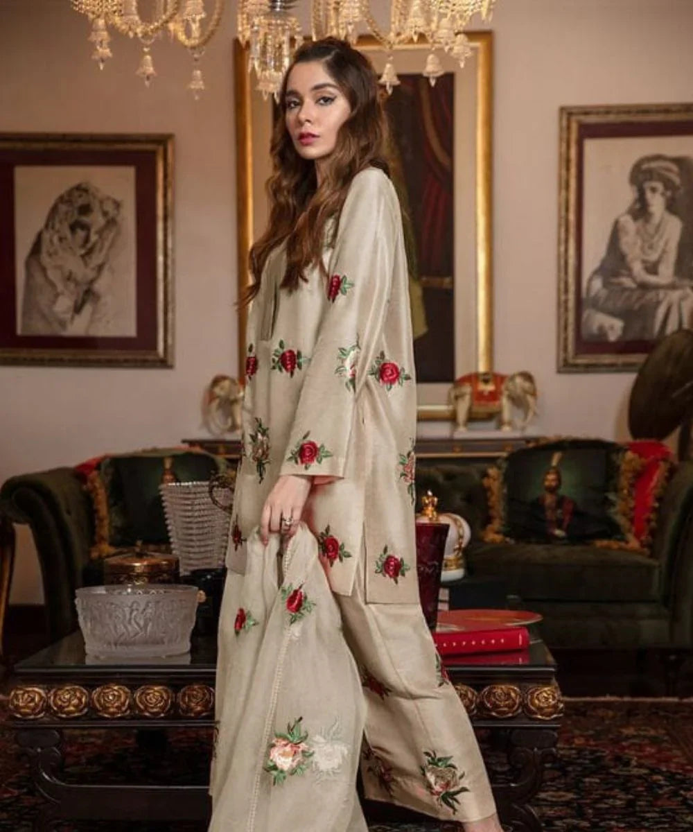 Embroidered Airjet Shamoz Silk 3 Piece Fcs-05