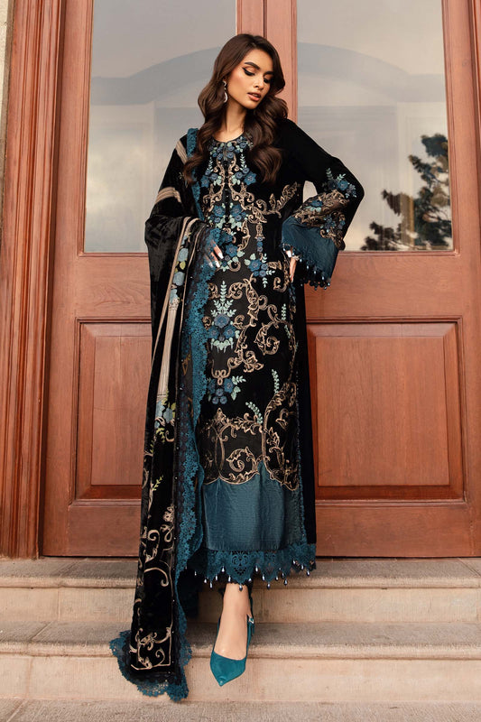 7003 Embroidered Velvet Dress with Plachi Velvet Shawl