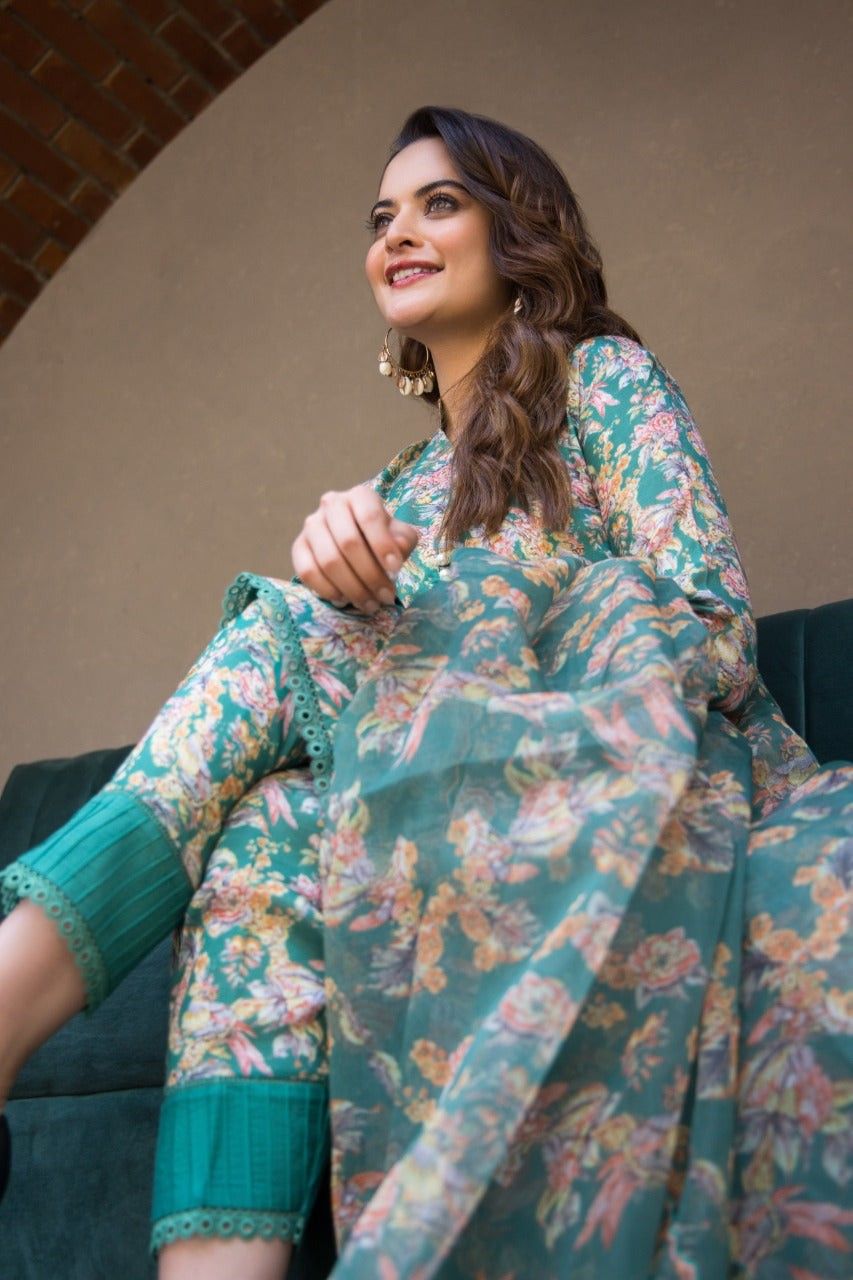 Aiman Closet Zinc Printed Airjet Viscose Silk 3 Piece Suit AC-03