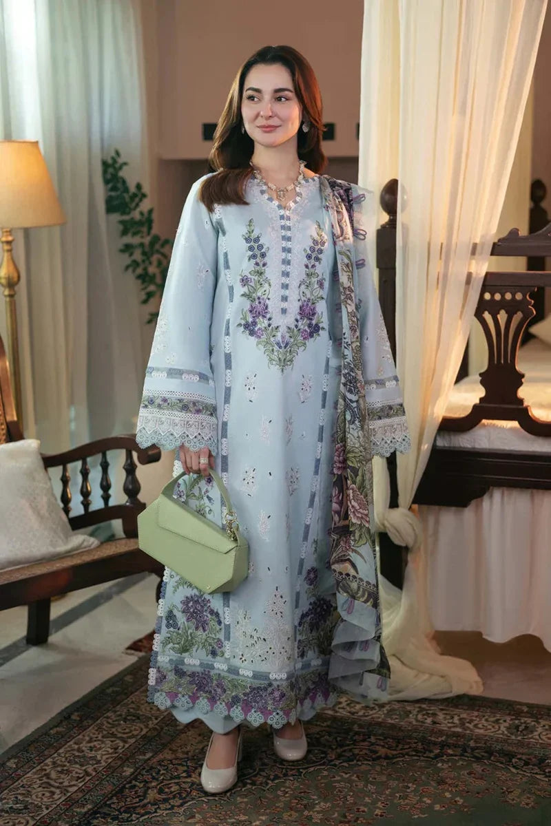 Qalamkar Chikenkari Embroidered Lawn 3 Piece Suit QL-1028