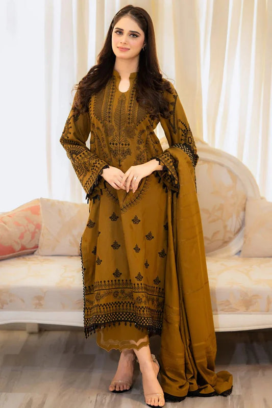 zarashahjhan Embroidered Dhanak 3 Piece coco-66