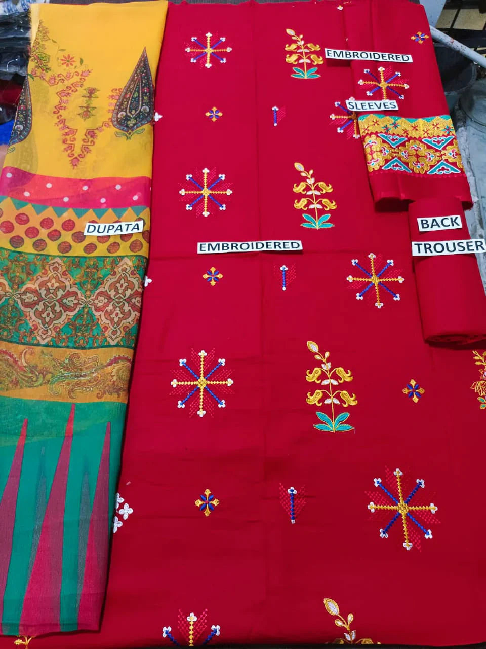 Batik Embroidered Dhanak Three Piece (BT-01)