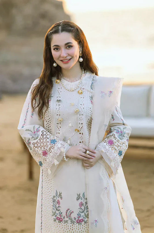 Chikenkari Qalamkar Embroidered lawn Three Piece D/750