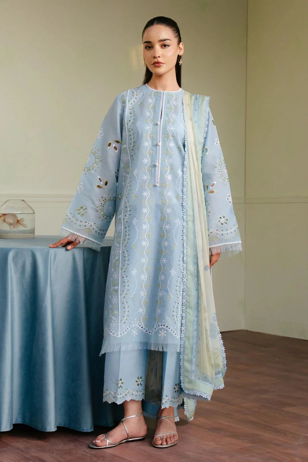 Zarashahjhan Embroidered lawn Three Piece D/84