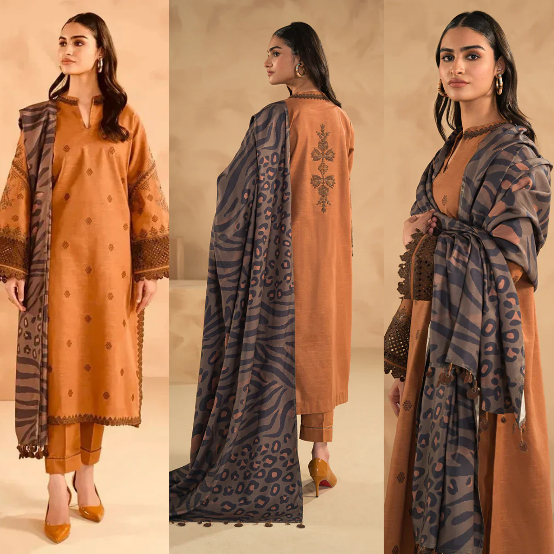 NIshat Embroidered Dhanak 3 Piece NL-4545