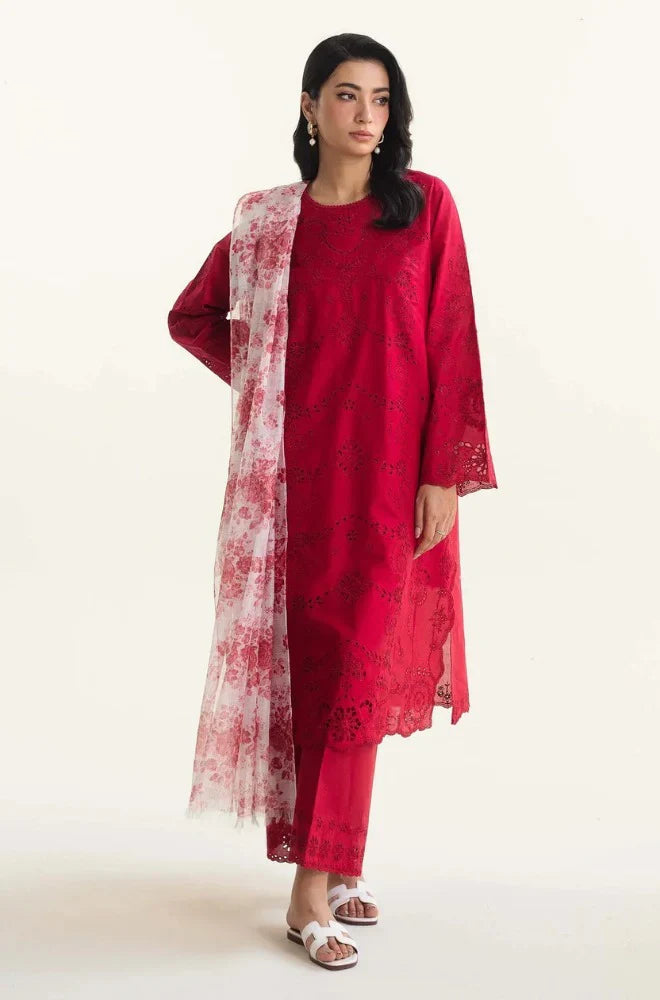 Zarashahjhan Embroidered 3 Piece Lawn Suit COCO-09 Red