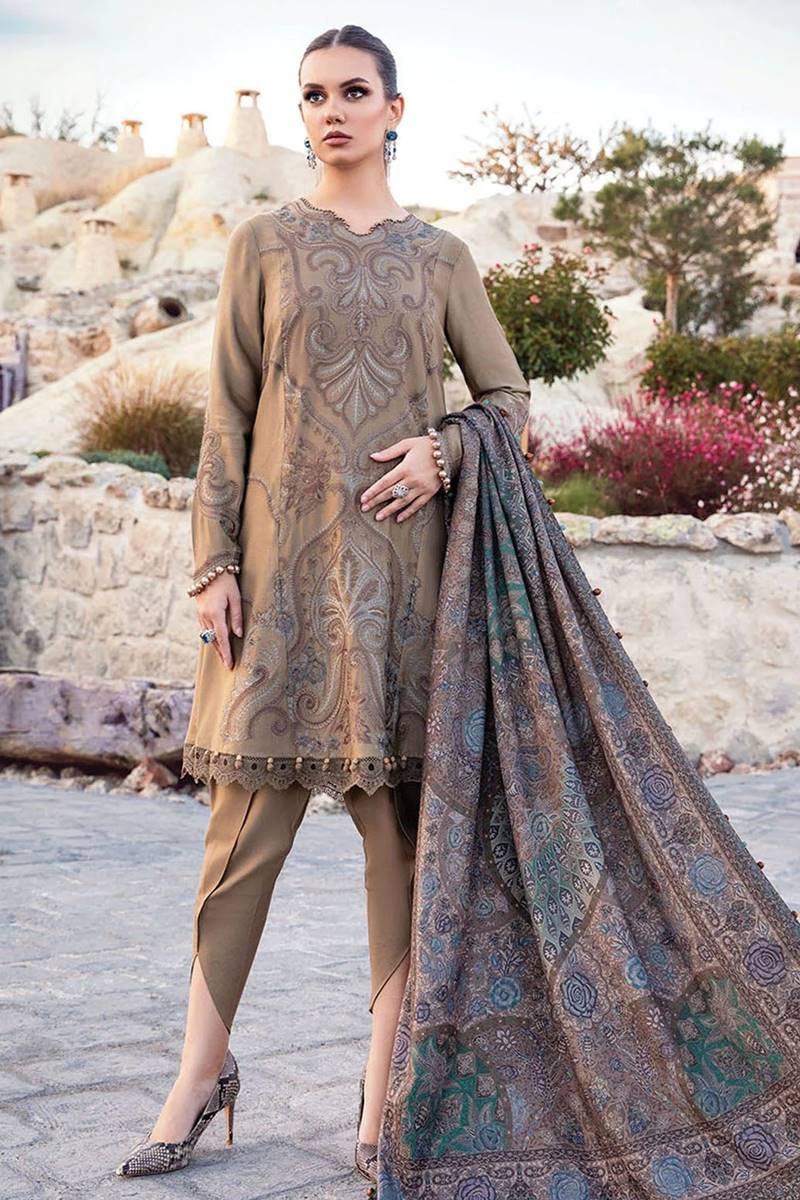 Maria B Embroidered 3 Piece Lawn Suit MB-846 Chiku