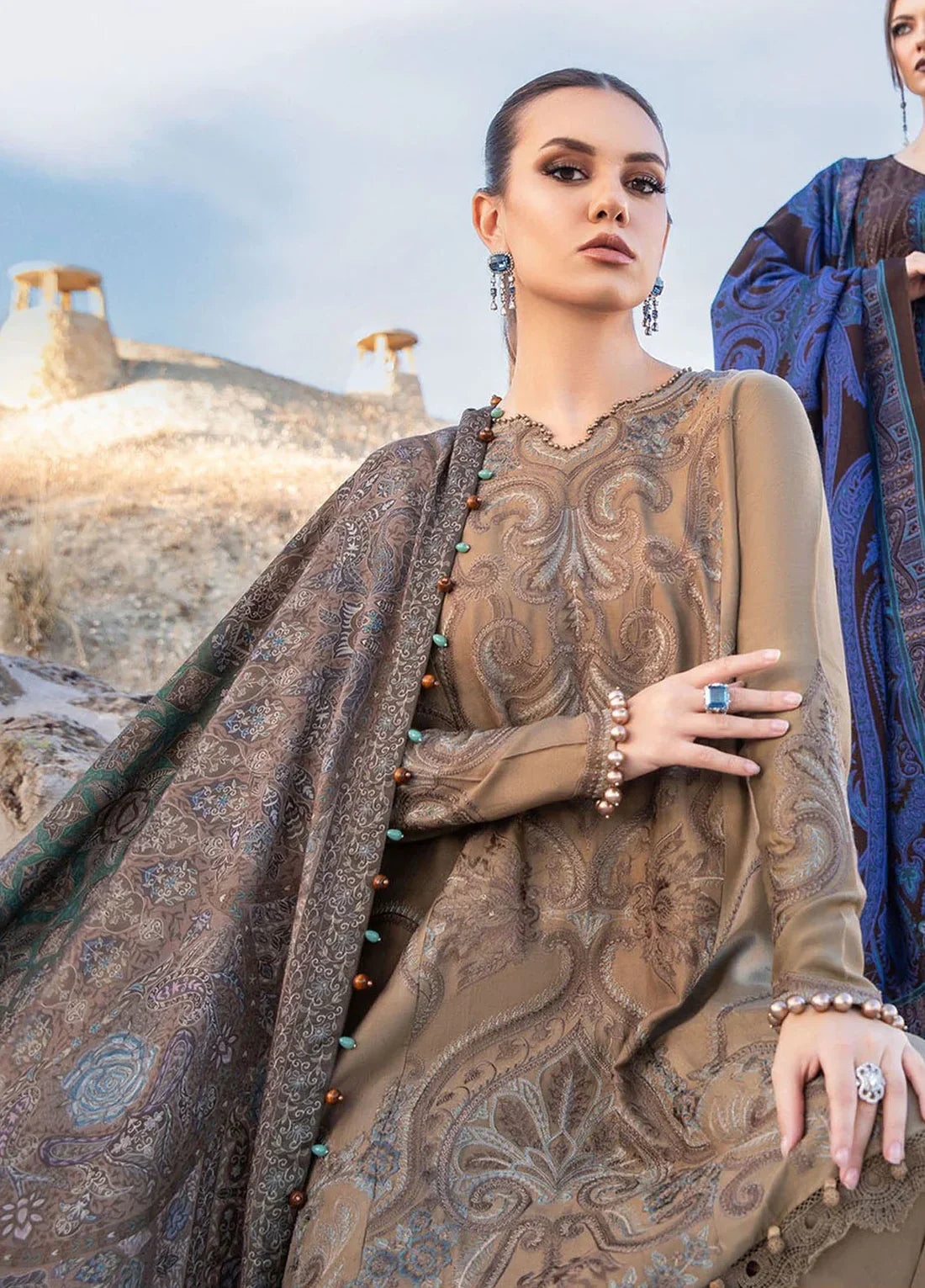 Maria B Embroidered 3 Piece Lawn Suit MB-846 Chiku