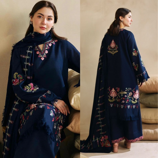 Zara Shah Jhan Embroidered Dhanak 3 Piece ZSJ-15 Blue