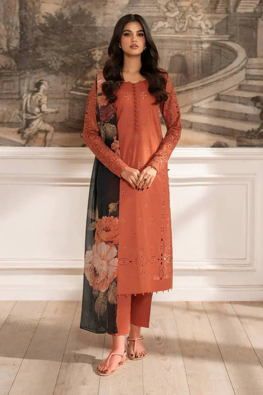 Iznik Chilenkari Embroidered Dhanak 3 Piece D-137