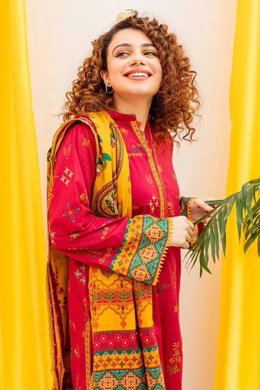 Batik Embroidered Dhanak Three Piece (BT-01)