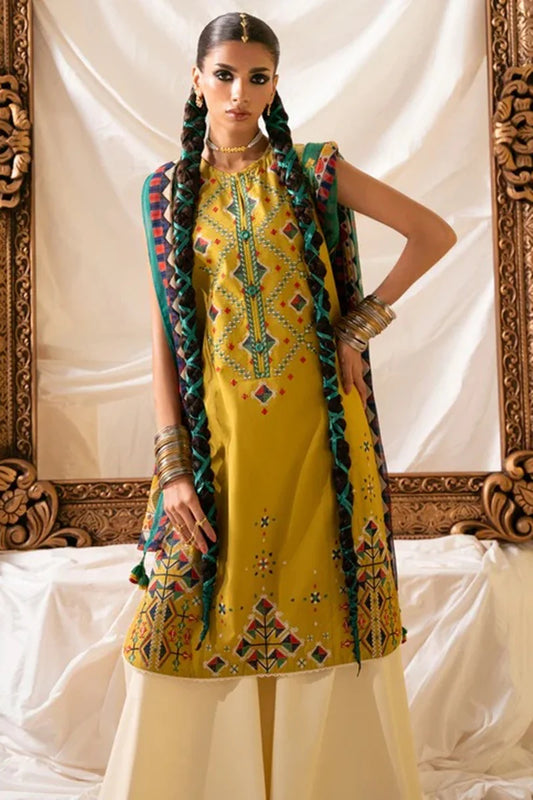Sapphire Three Piece Embroidered Dhanak - D-69 B