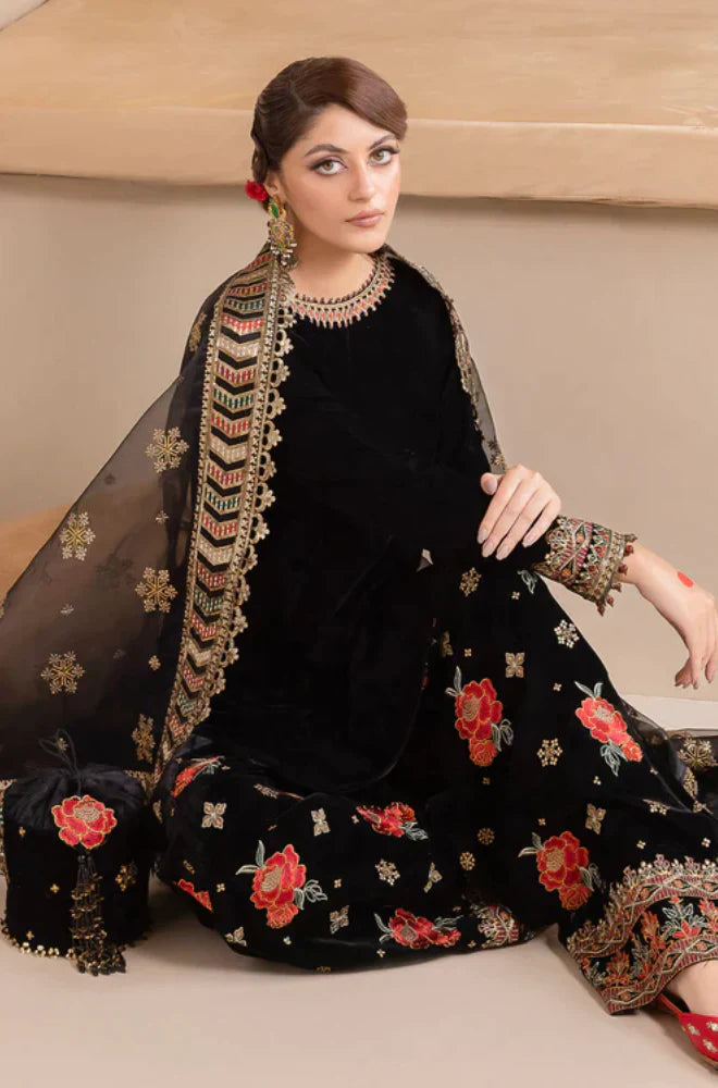 Embroidered Velvet 3 piece With Velvet Shawl Winter Collection FCC ZC-125