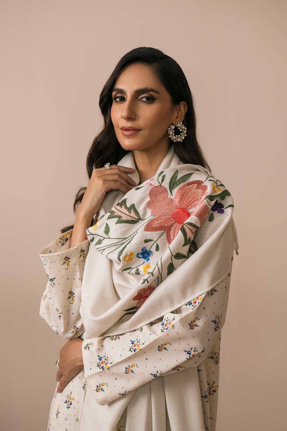 Nishat Embroidered Dhanak 3 Piece Off White - NL-755