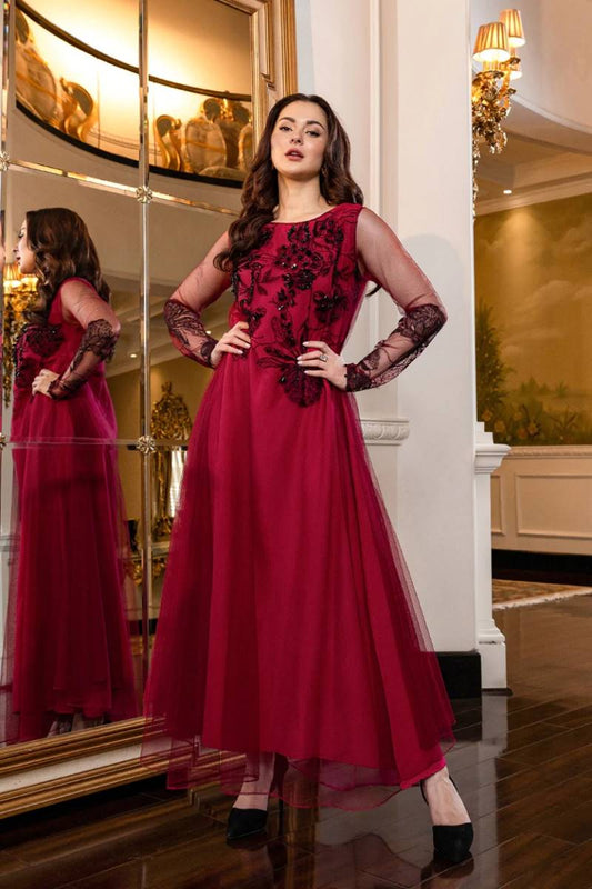 Organza 3 Piece Embroidered Linen Inner Design#89