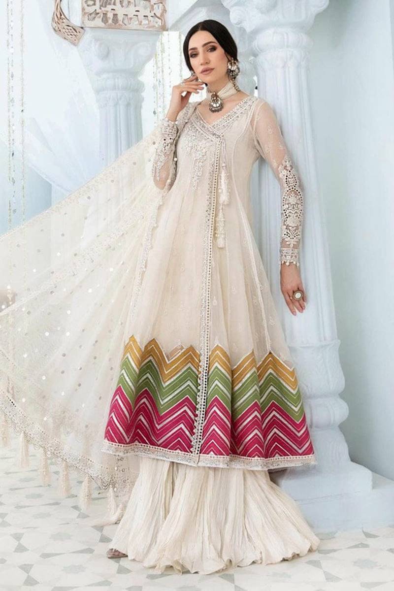 Organza 3 Piece Embroidered Linen Inner with Wedding Shirt - MB-01