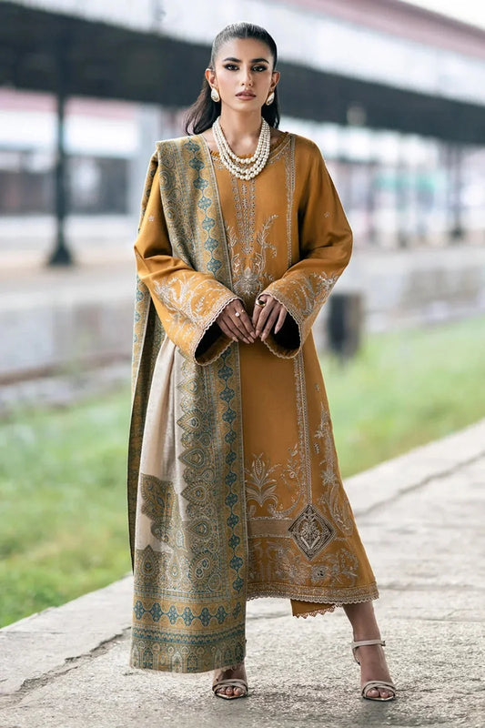 Izel Three Piece Embroidered Dhanak D-92