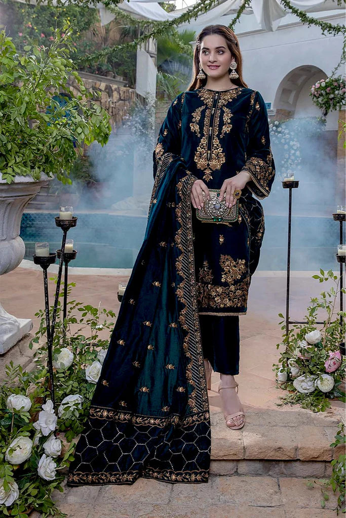 ZINC Embroidered Velvet 3 piece With Velvet Shawl Winter Collection FCC ZC-114