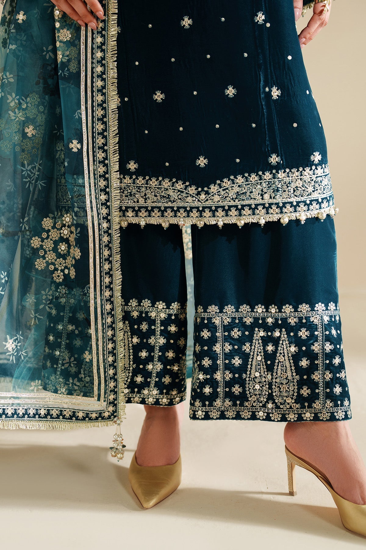 7009 - JZ Embroidered Velvet 3-Piece Dress