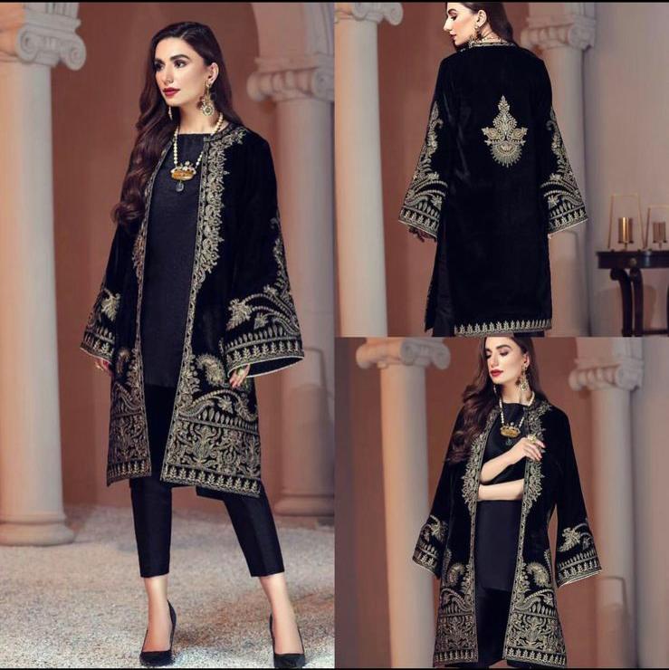 Maria.B 2 Piece Embroidered Velvet D-472