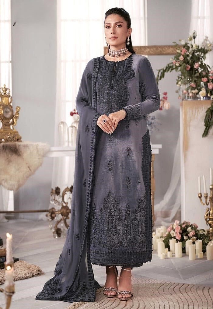 306 - Embroidered Velvet Dress with Pure Chiffon Embroidered Dupatta