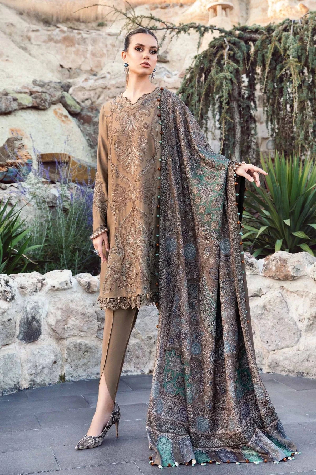 Maria B Embroidered 3 Piece Lawn Suit MB-846 Chiku