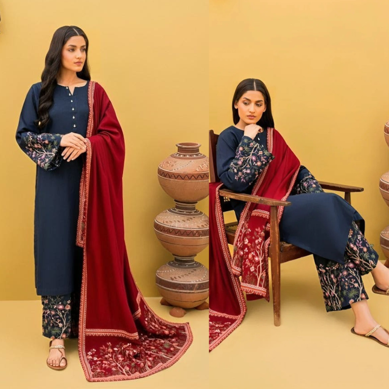 KASTOOR Embroidered Dhanak Three Piece KR-754