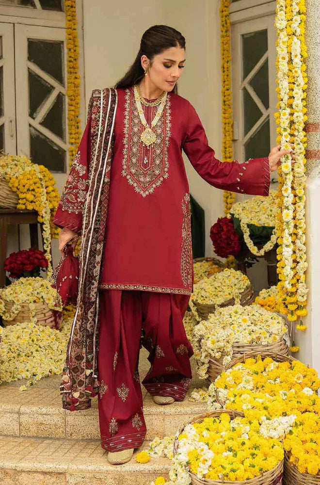 Sapphire Embroidered Dhanak 3 Piece D-68