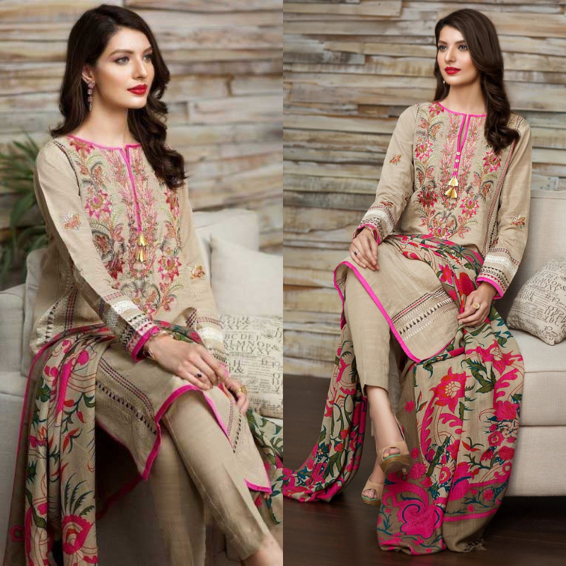 Khaadi Skin Dhanak Embroidered 3 piece 16701