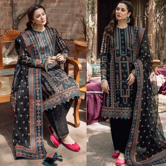 Jazmin Embroidered Dhanak 3 Piece Winter Collection JZ-01