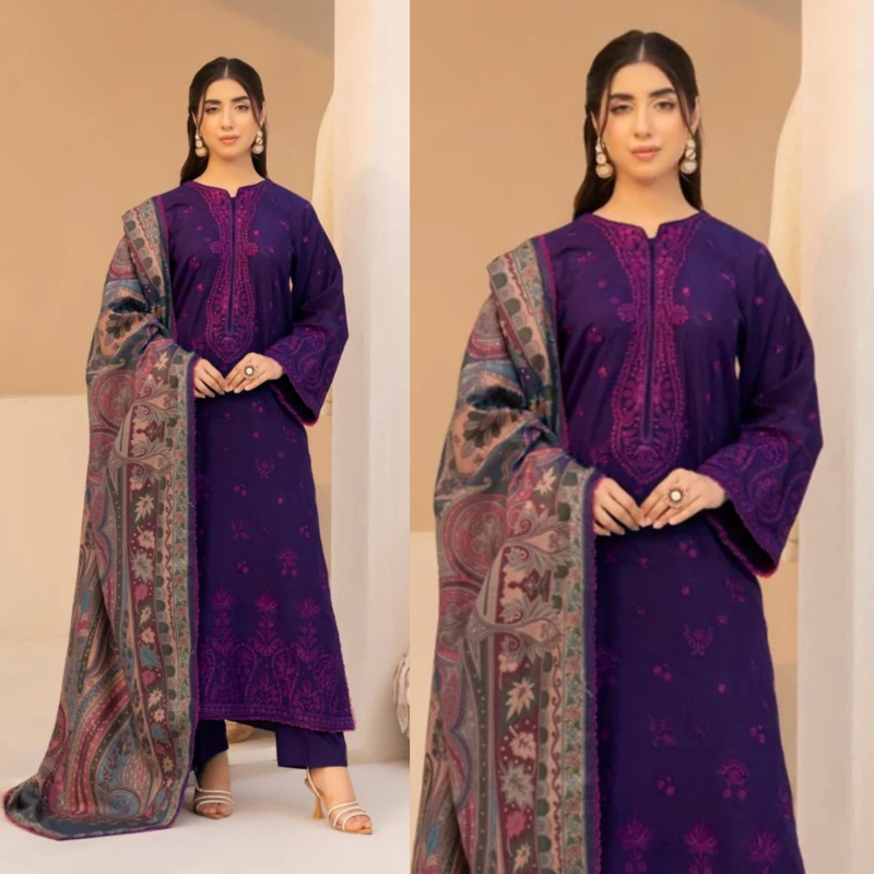 mohagni Embroidered Dhanak 3 Piece D-133