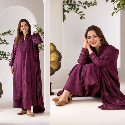 sobia nazir Embroidered Dhanak 3 Piece D-124