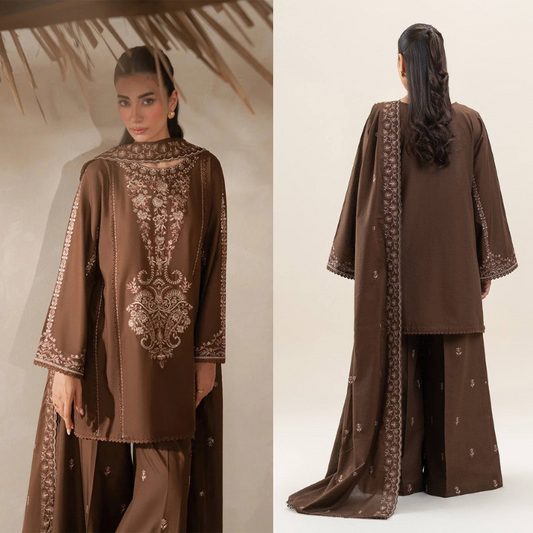 Beechtree Embroidered Dhanak 3 Piece D-70