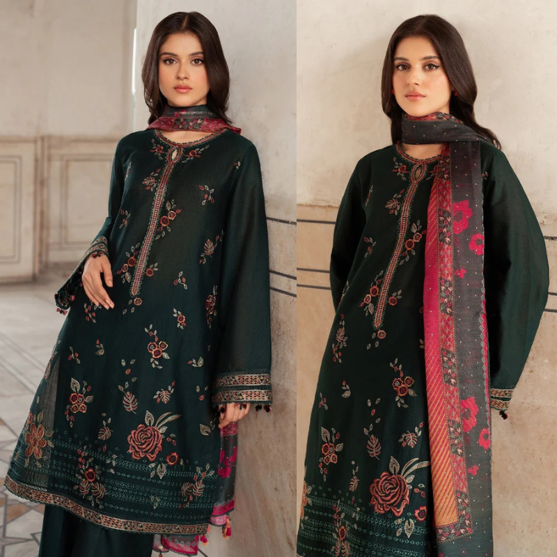 jazmin Embroidered Dhanak 3 Piece D-125