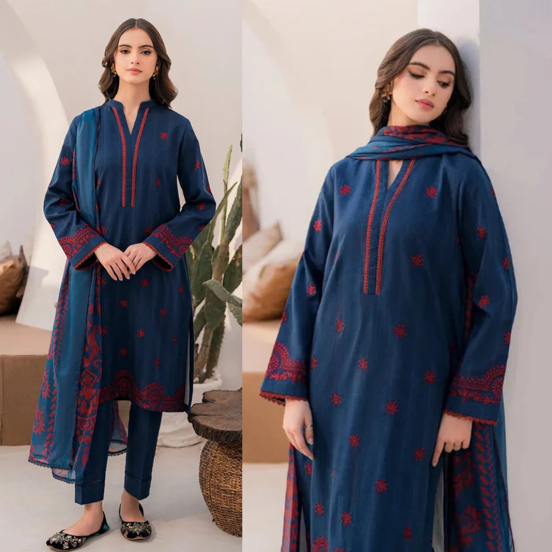 JAZMIN Embroidered Lawn 3 Piece Suit D/44