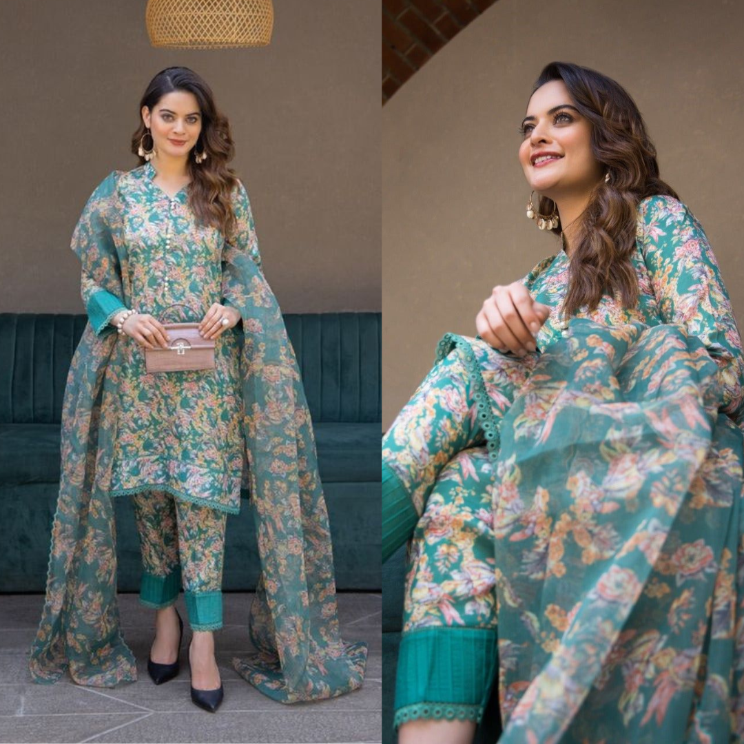 Aiman Closet Zinc Printed Airjet Viscose Silk 3 Piece Suit AC-03