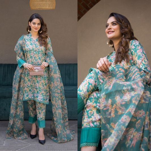 Aiman Closet Zinc Printed Airjet Viscose Silk 3 Piece Suit AC-03