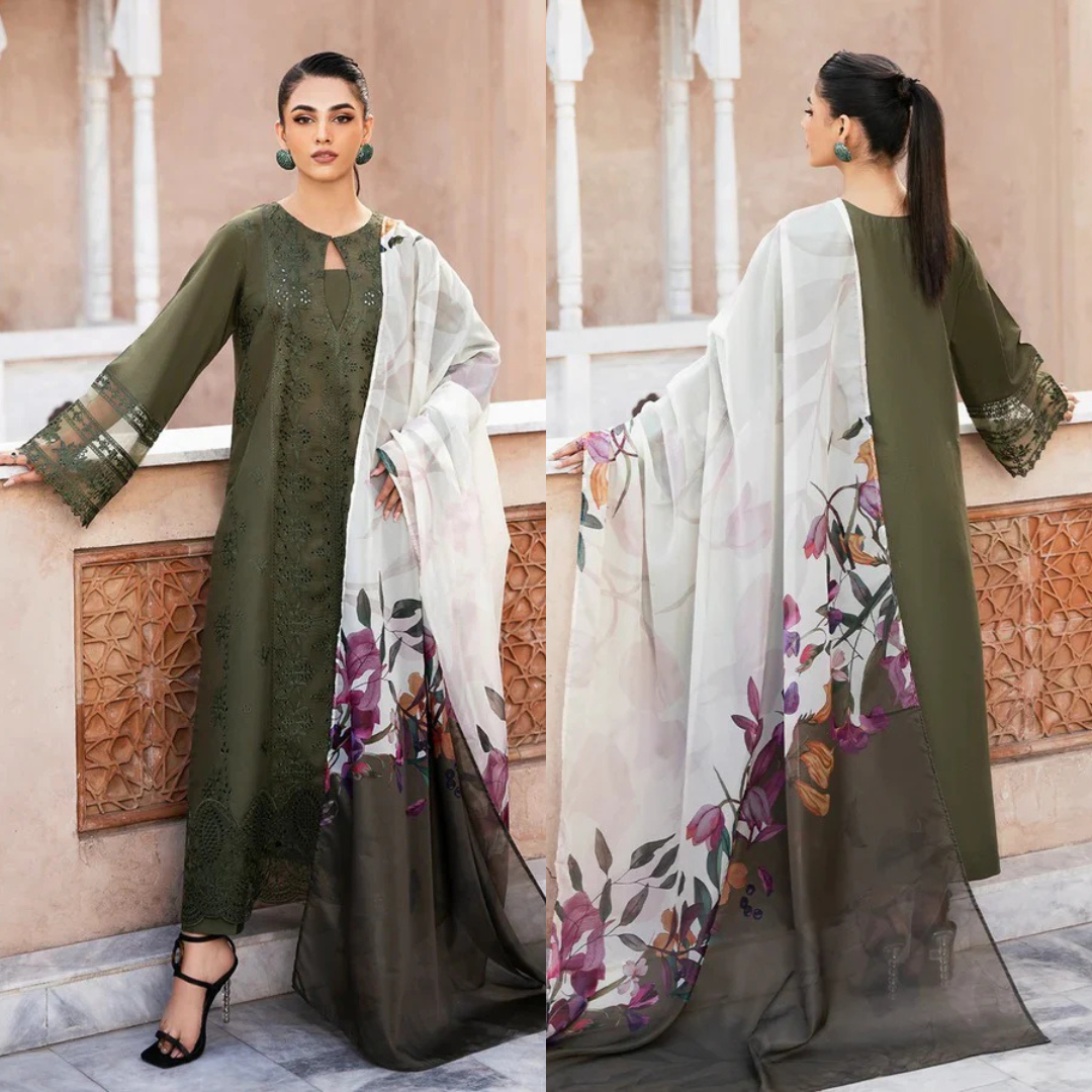 EID COLLECTION Izel Embroidered Lawn 3 Piece Suit D/26