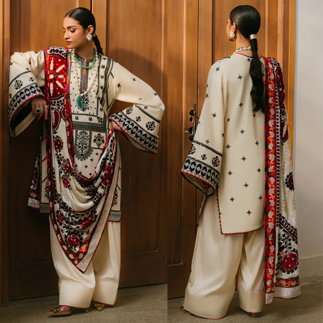 BIN ILYAS Embroidered lawn Three Piece D/24