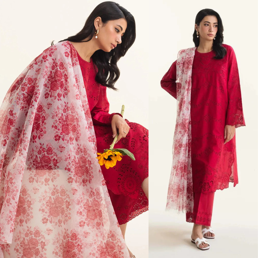 Zarashahjhan Embroidered 3 Piece Lawn Suit COCO-09 Red