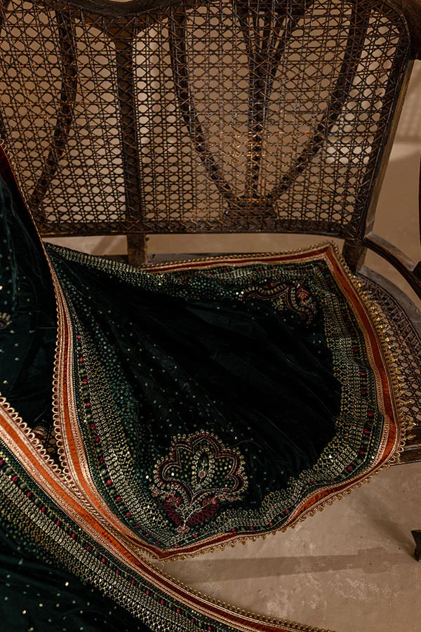 974-3piece Embroidered Velvet Dress