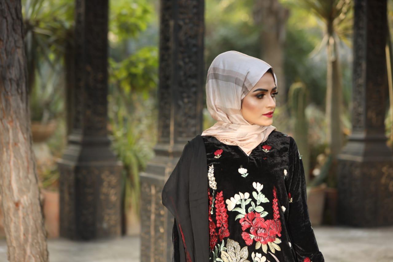 7004 Embroidered Velvet Dress