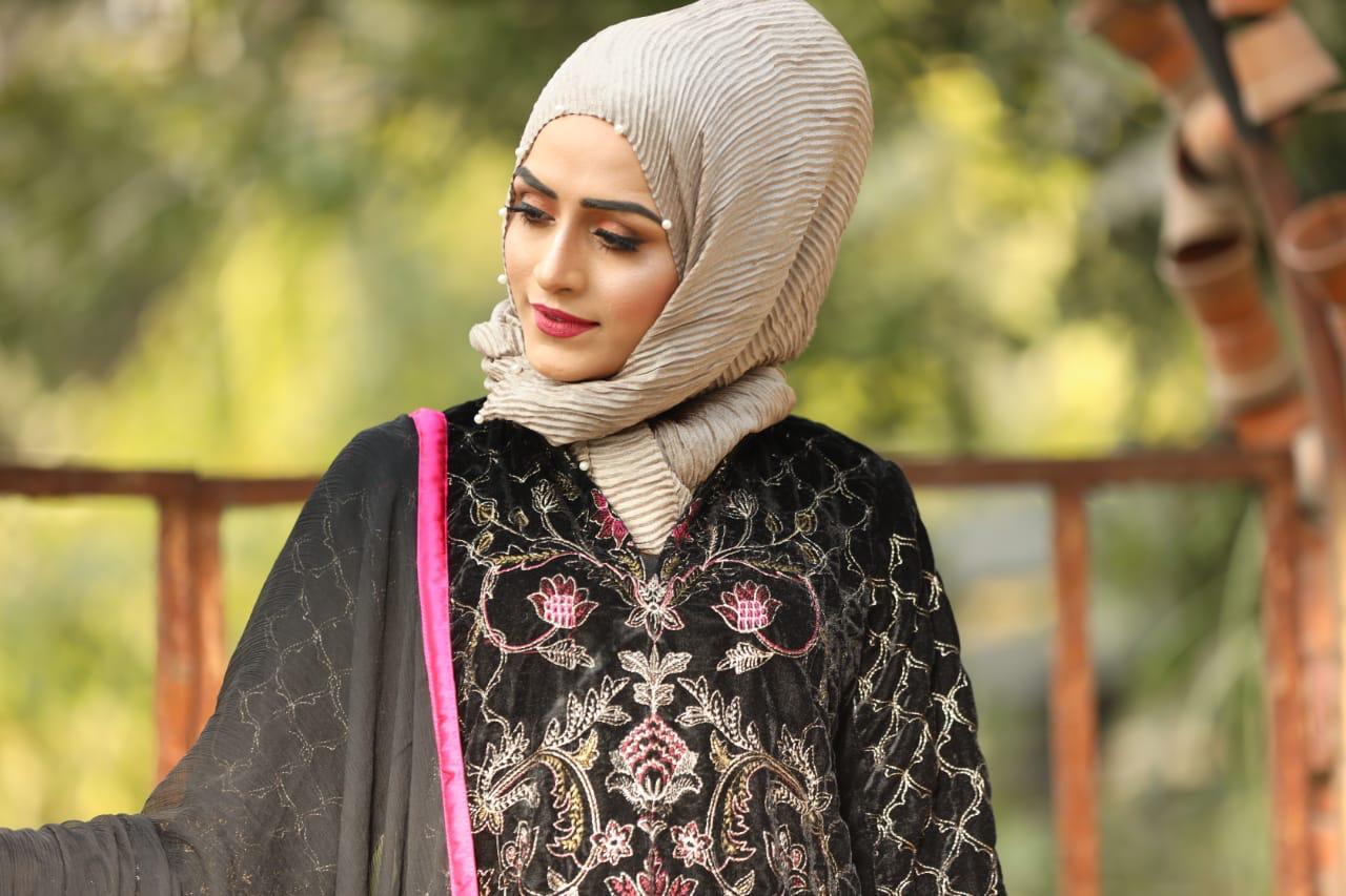 7006 Embroidered Velvet Dress