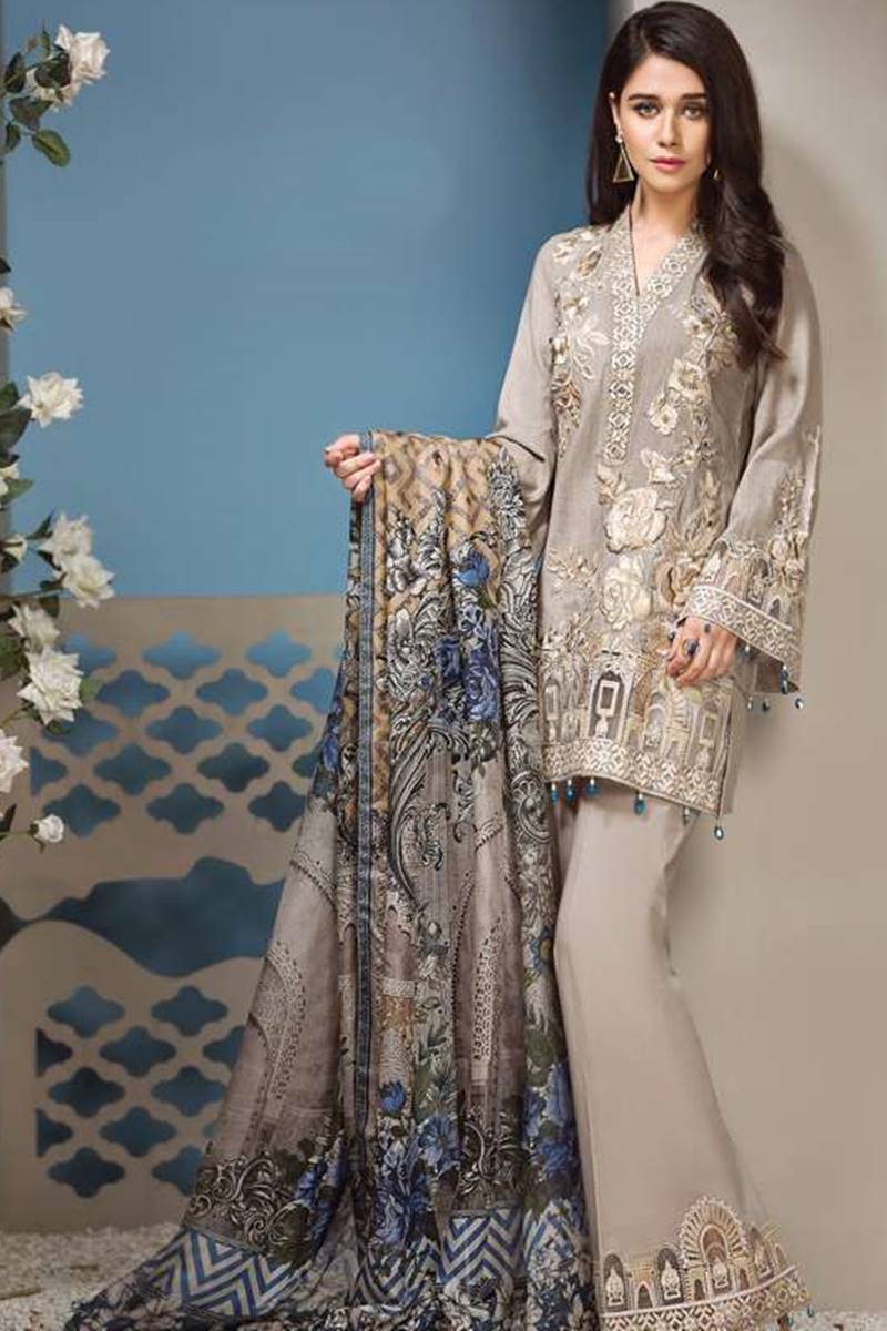 Anaya Dusky Rose 3 Piece Embroidered Dhanak - Winter Collection