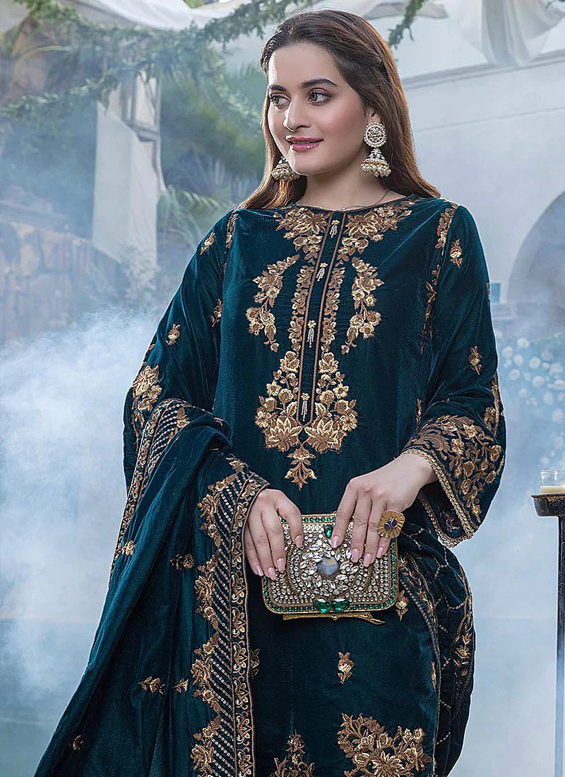 ZINC Embroidered Velvet 3 piece With Velvet Shawl Winter Collection FCC ZC-114