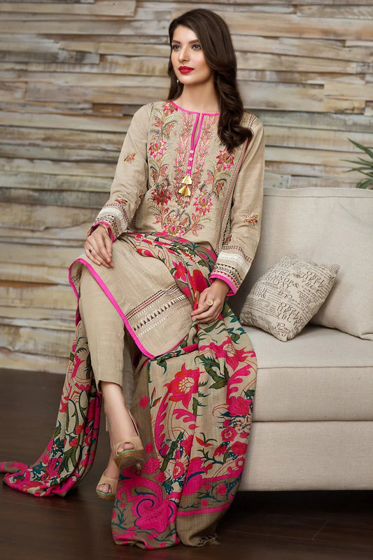 Khaadi Skin Dhanak Embroidered 3 piece 16701
