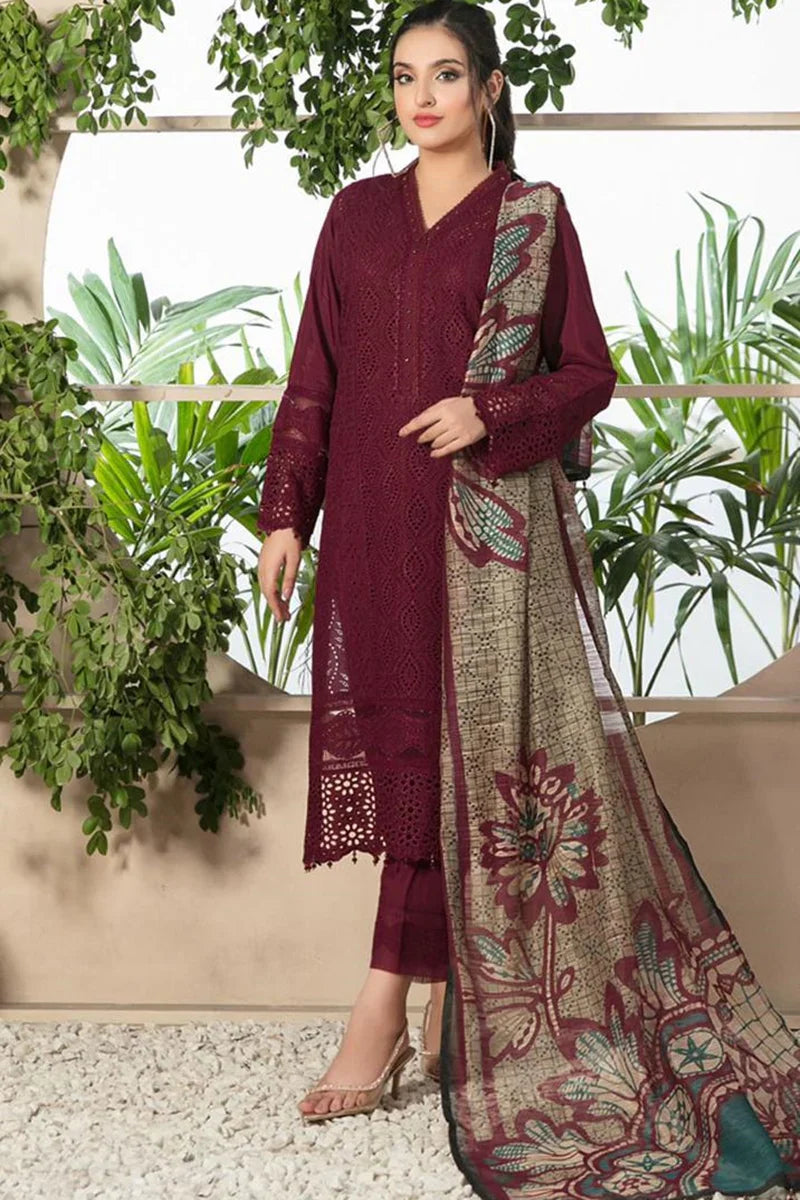 Chikenkari Embroidered Lawn 3 Piece Suit Summer Collection (D-762 Mehron)