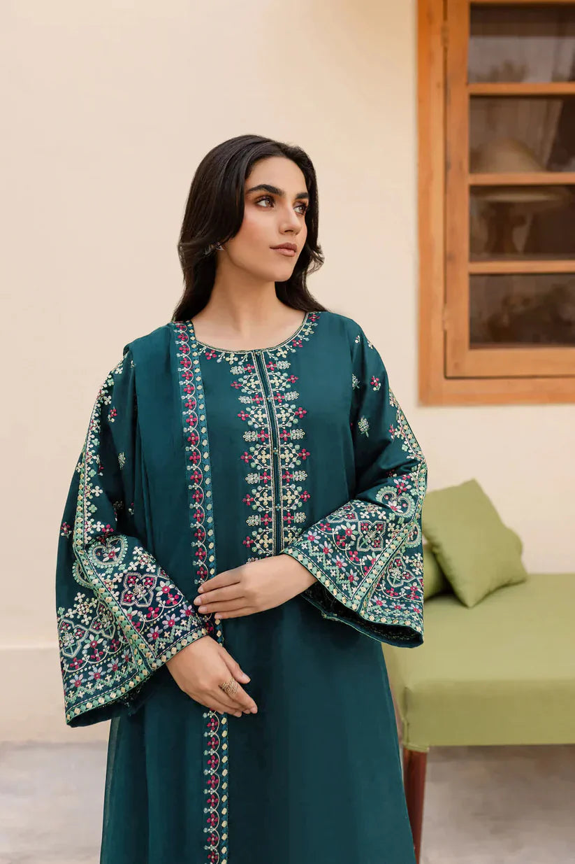 Garnet Embroidered Dhanak 3 Piece noors